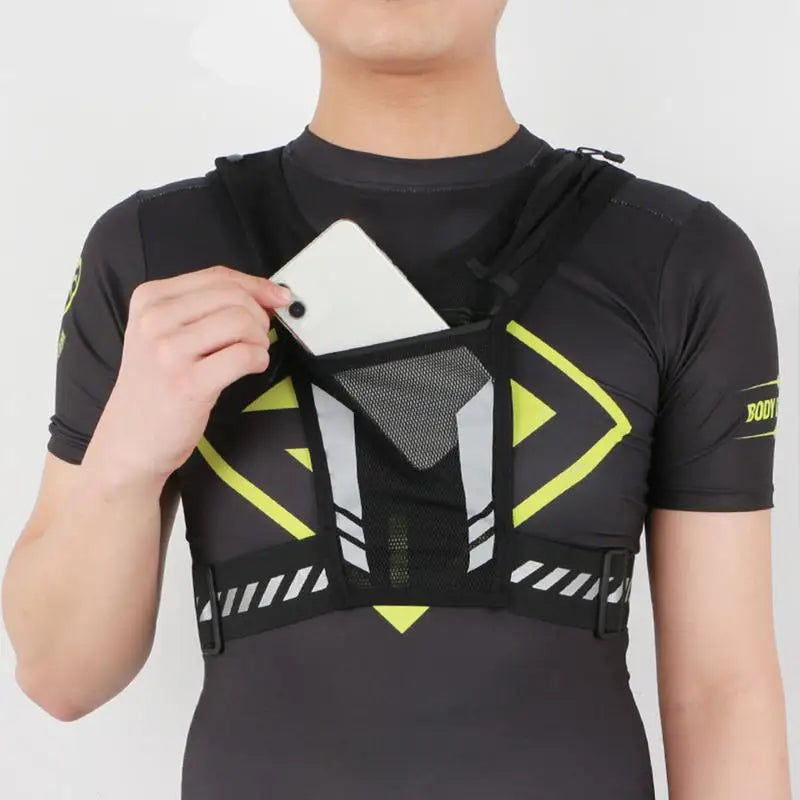 Reflective Running Vest w/ Bottle Holder – Lightweight Hydration Pack for Jogging
