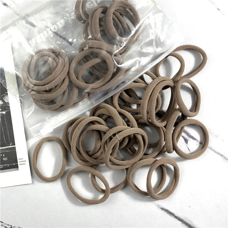 20/50PCS Hair Ties Set – Simple Elastic Rubber Bands for Women Girls Ponytails (4cm)