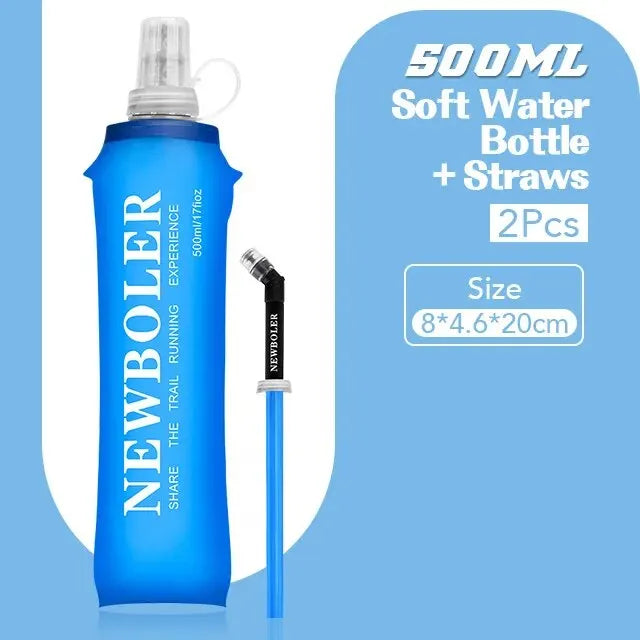 NEWBOLER Collapsible Water Bottle – 250ml/500ml Soft Foldable Running Flask