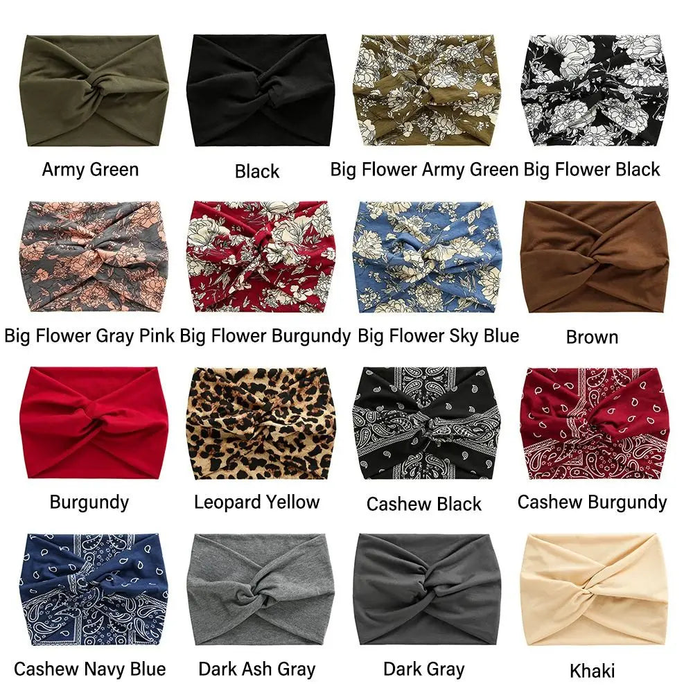 Colorful Wide Workout Headbands – Extra Large Boho Turban Wraps