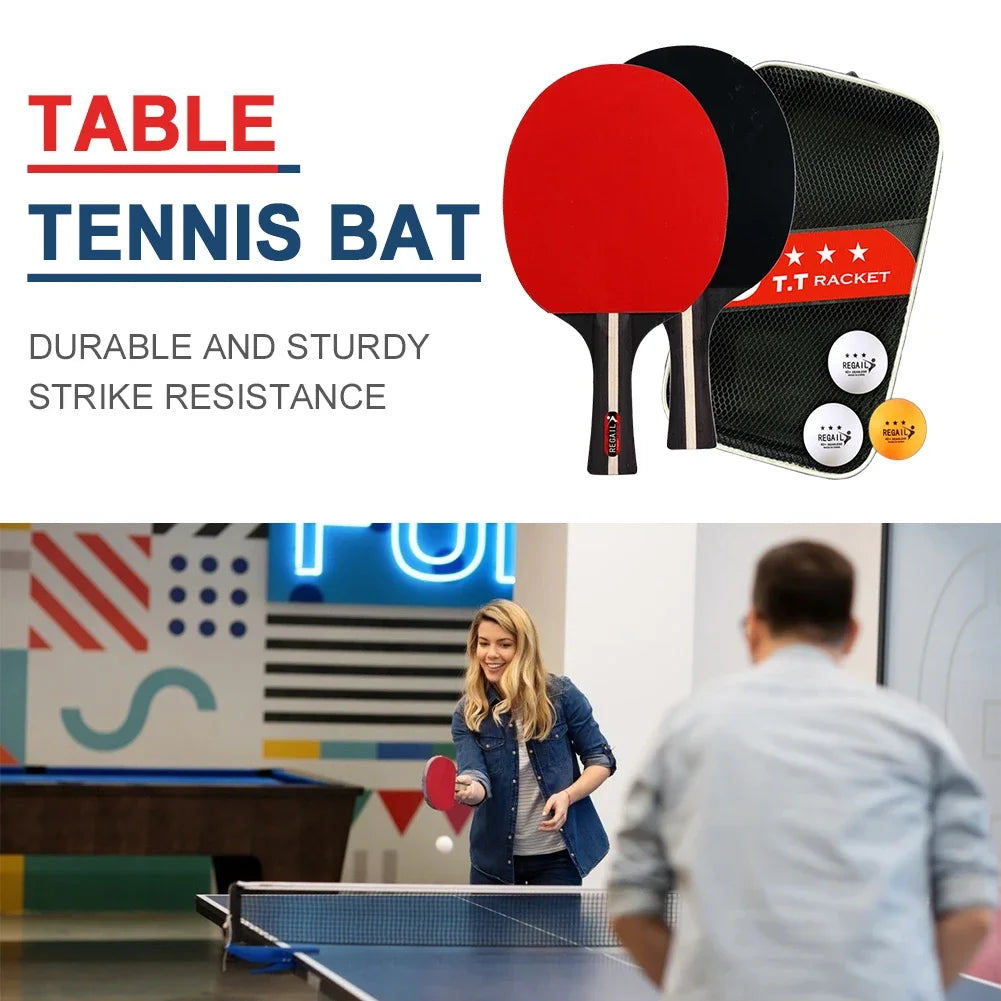 Table Tennis Racket Set – 2 Bats 3 Balls for Training & Beginners