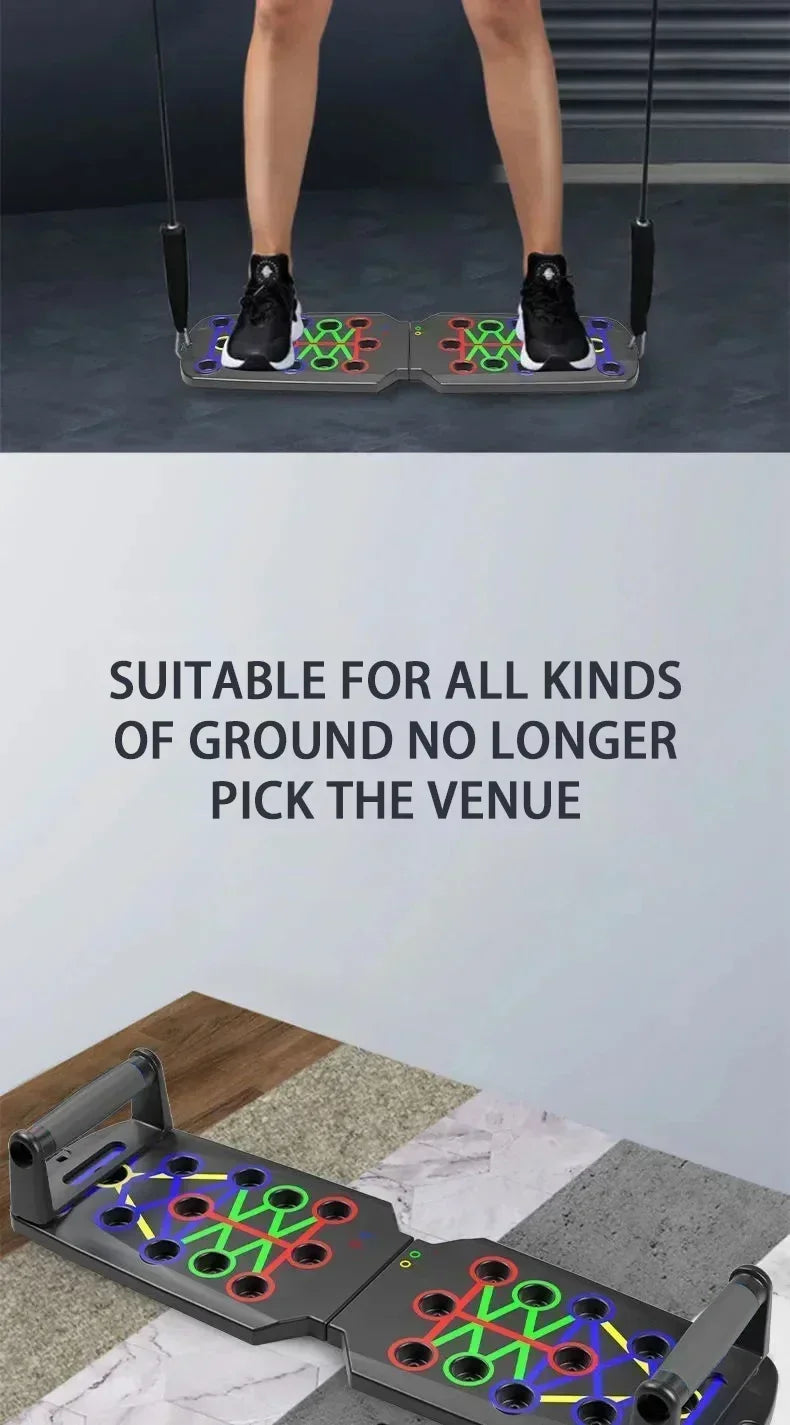 Foldable Push-Up Board Set – Portable Multi-Function Station w/ Handles
