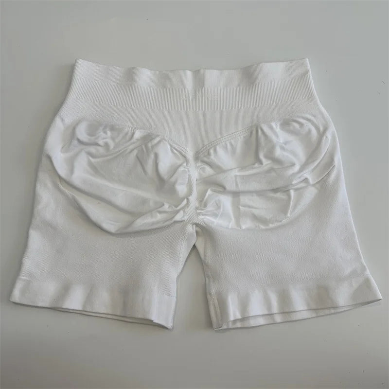 Low-Rise Seamless Scrunch Yoga Shorts – Ribbed Booty Lift Gym Workout Wear