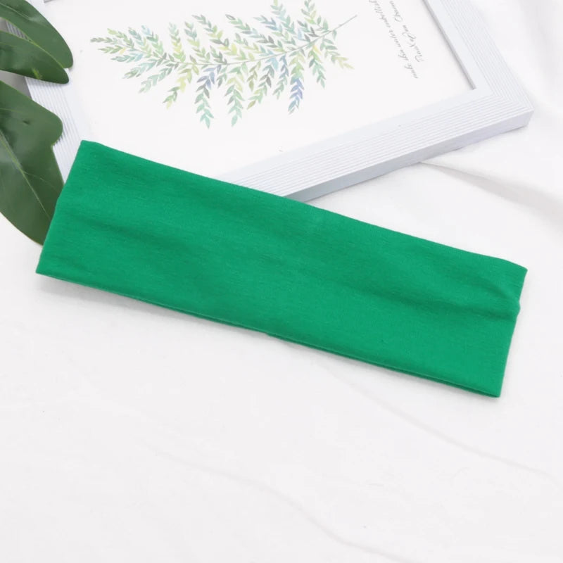 Elastic Cotton Yoga Headbands – Solid Colour Stretch Hair Bands for Sports & Fitness
