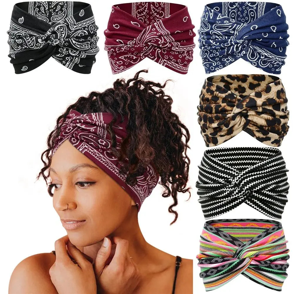 Colorful Wide Workout Headbands – Extra Large Boho Turban Wraps