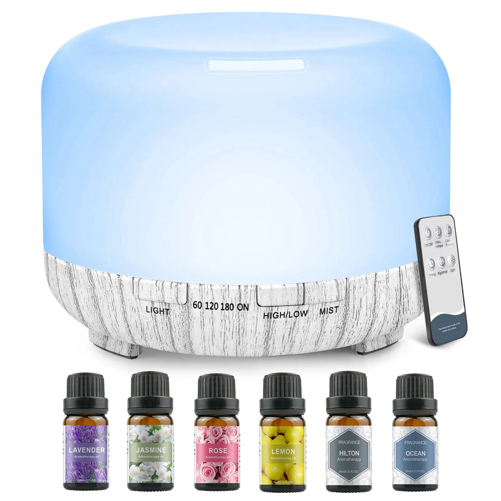 500ml Essential Oil Diffuser – Remote Control Aromatherapy Ultrasonic Humidifier for Home & Office