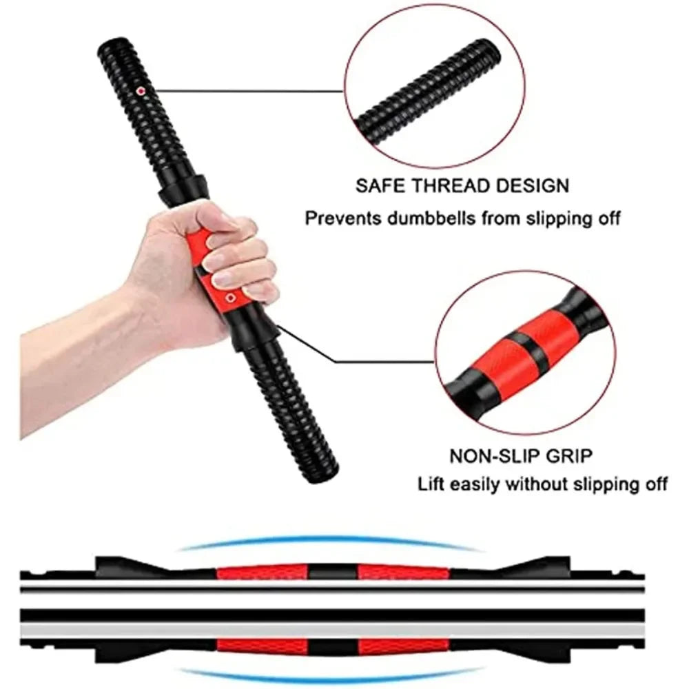 PVC Dumbbell Bar with Spin-Lock Collars – Barbell Handles for Home Gym Strength Training