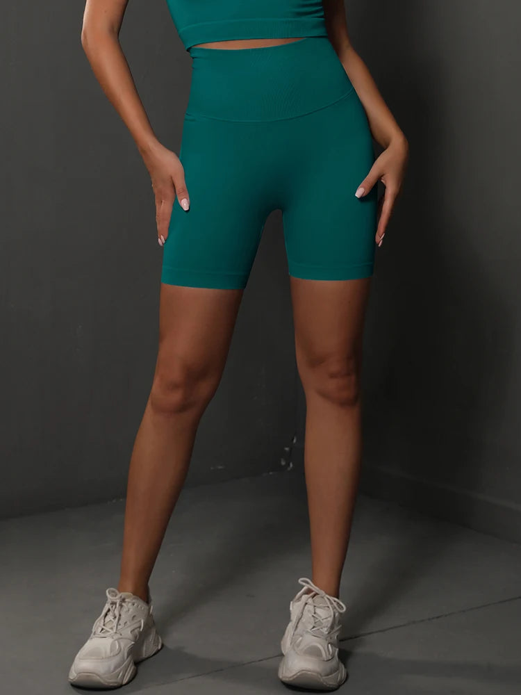 🩳 Seamless Yoga Shorts for Women – High Waist Push-Up Fit