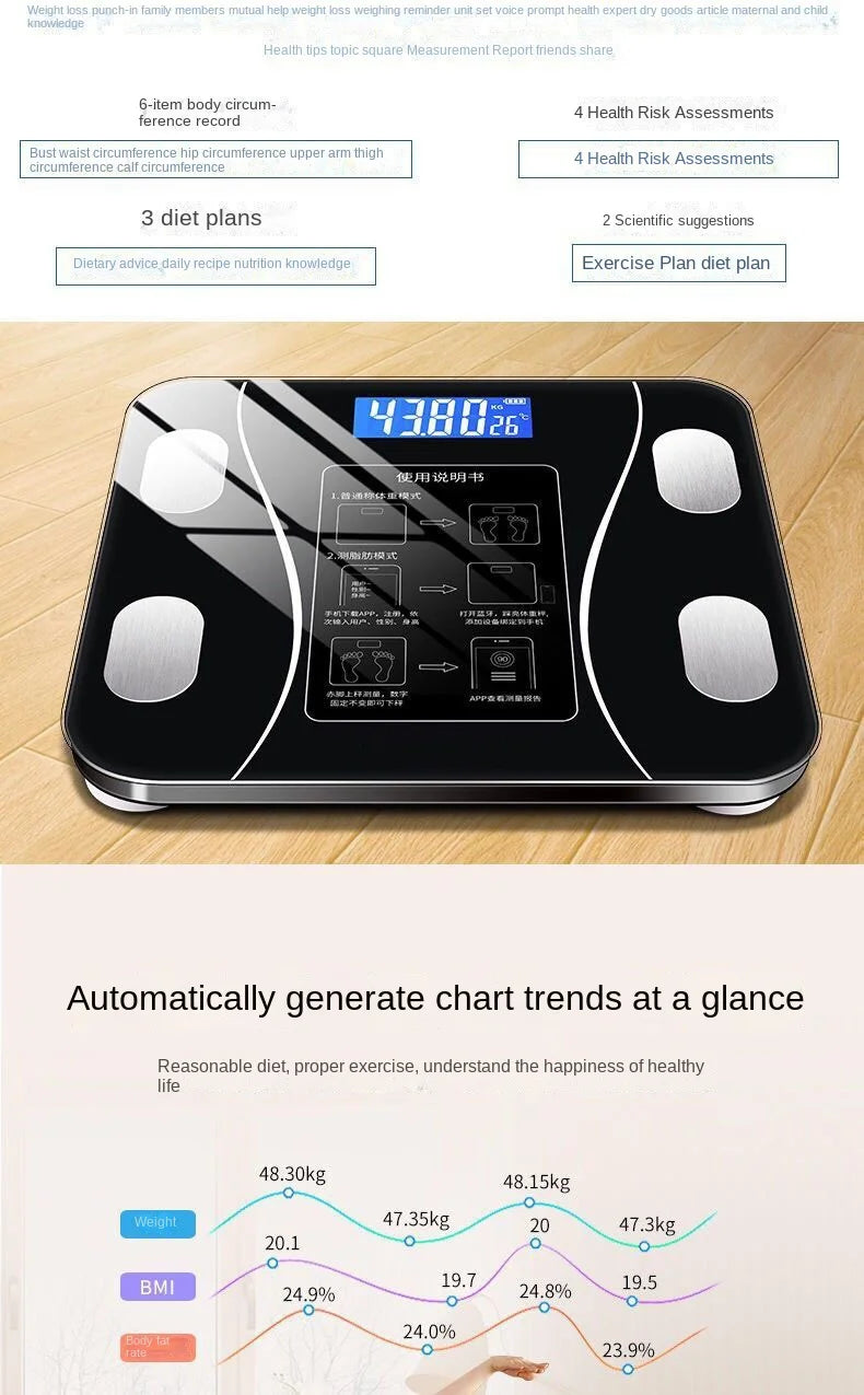 Smart Body Fat Scale Bluetooth – Digital Weight, BMI & Health Tracker App
