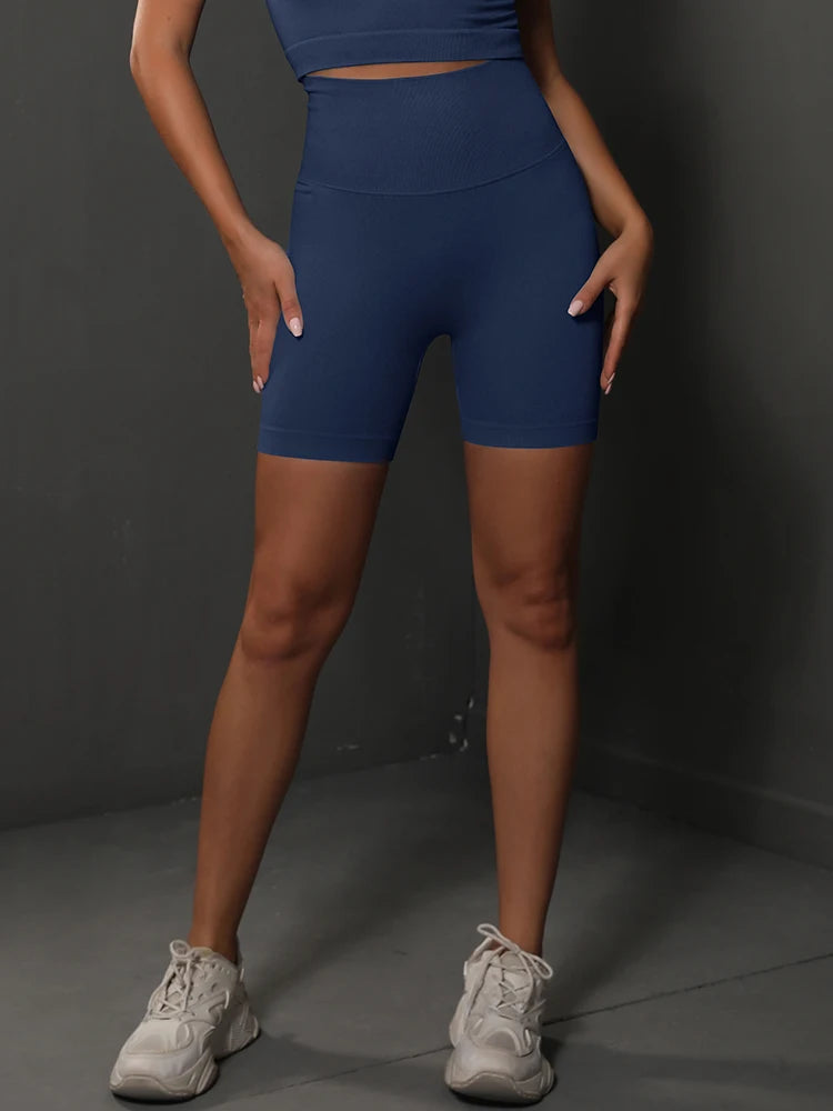 🩳 Seamless Yoga Shorts for Women – High Waist Push-Up Fit