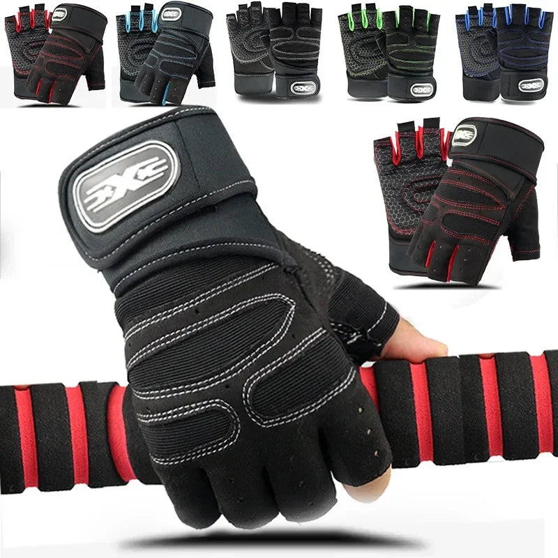 Outdoor Sport Gloves – Long Fingerless Gym & Cycling Gloves with Wrist Guard Support