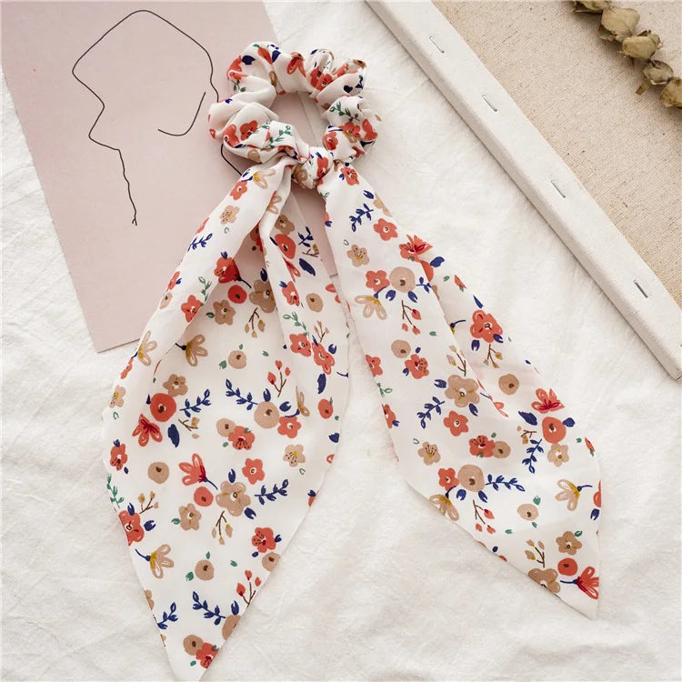 🎀 Leopard Satin Bow Ponytail Scarf – Long Ribbon Hair Tie Scrunchie