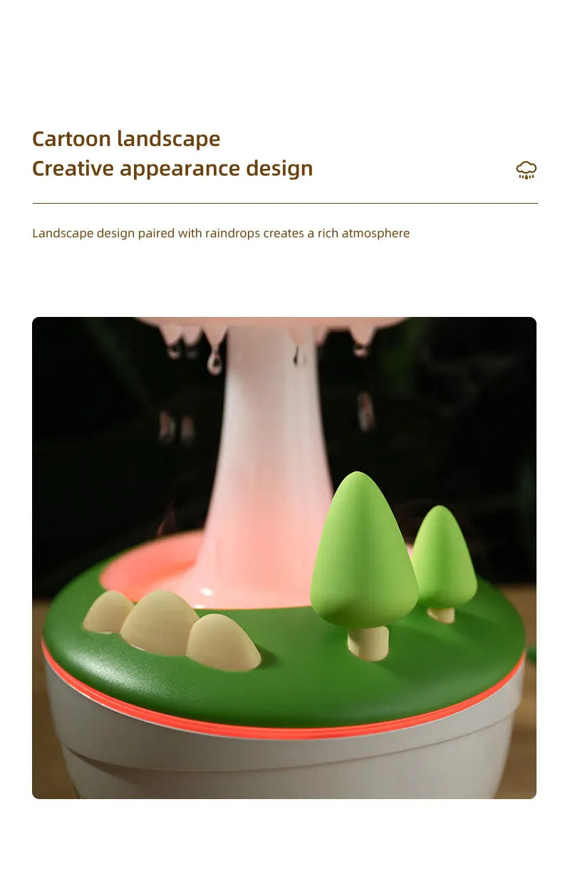 Mushroom Raindrop Aroma Diffuser – Night Light Essential Oil Humidifier for Home
