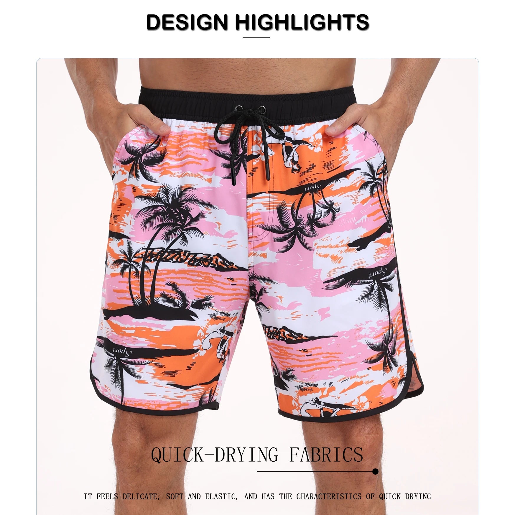 🌴 Men’s Printed Beach Shorts – Vacation Style