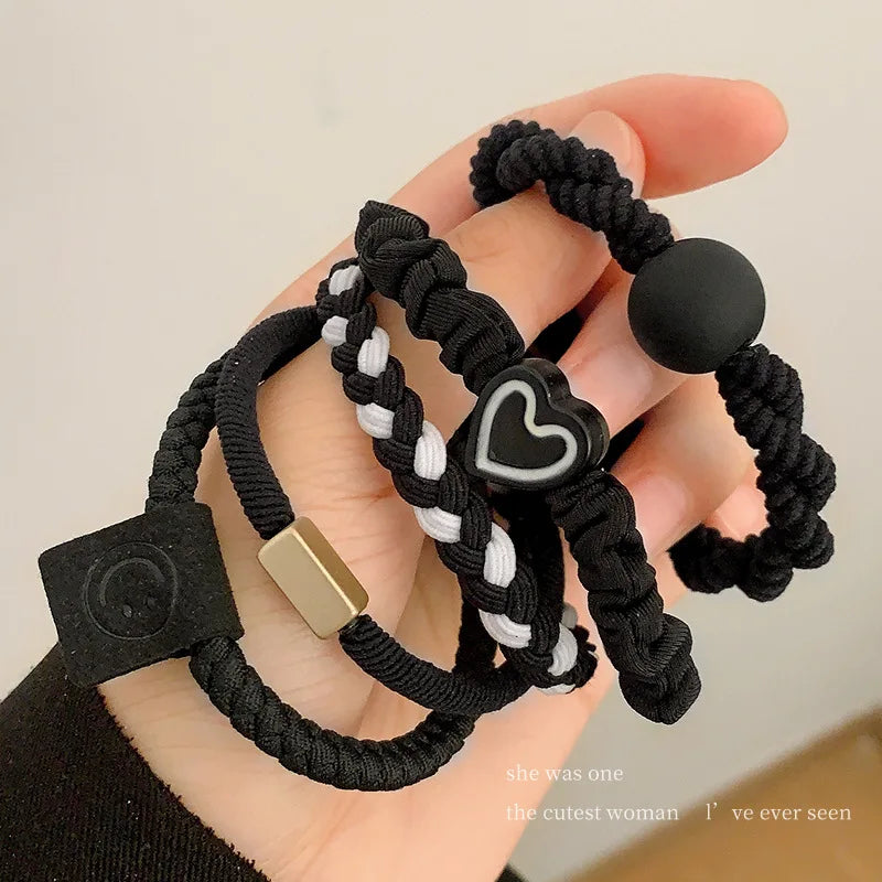 10pcs High Elastic Hair Bands Set – Simple Leather Ponytail Holders