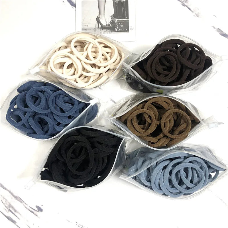 20/50PCS Hair Ties Set – Simple Elastic Rubber Bands for Women Girls Ponytails (4cm)