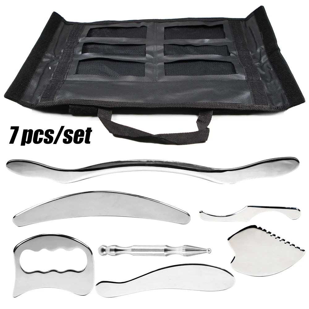 1/4/7pcs Gua Sha Massage Tools – Stainless Steel IASTM Muscle Scraper Set