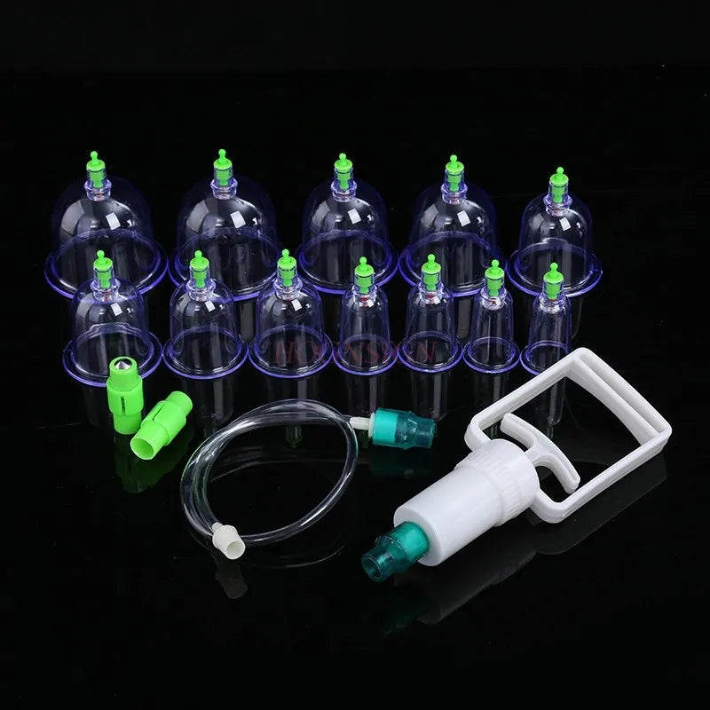 12PCS Vacuum Cupping Therapy Set – Anti-Cellulite Suction Massage Cups for Pain Relief & Recovery
