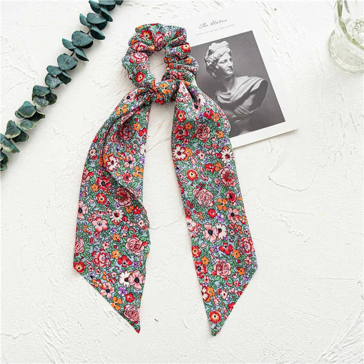 🎀 Leopard Satin Bow Ponytail Scarf – Long Ribbon Hair Tie Scrunchie