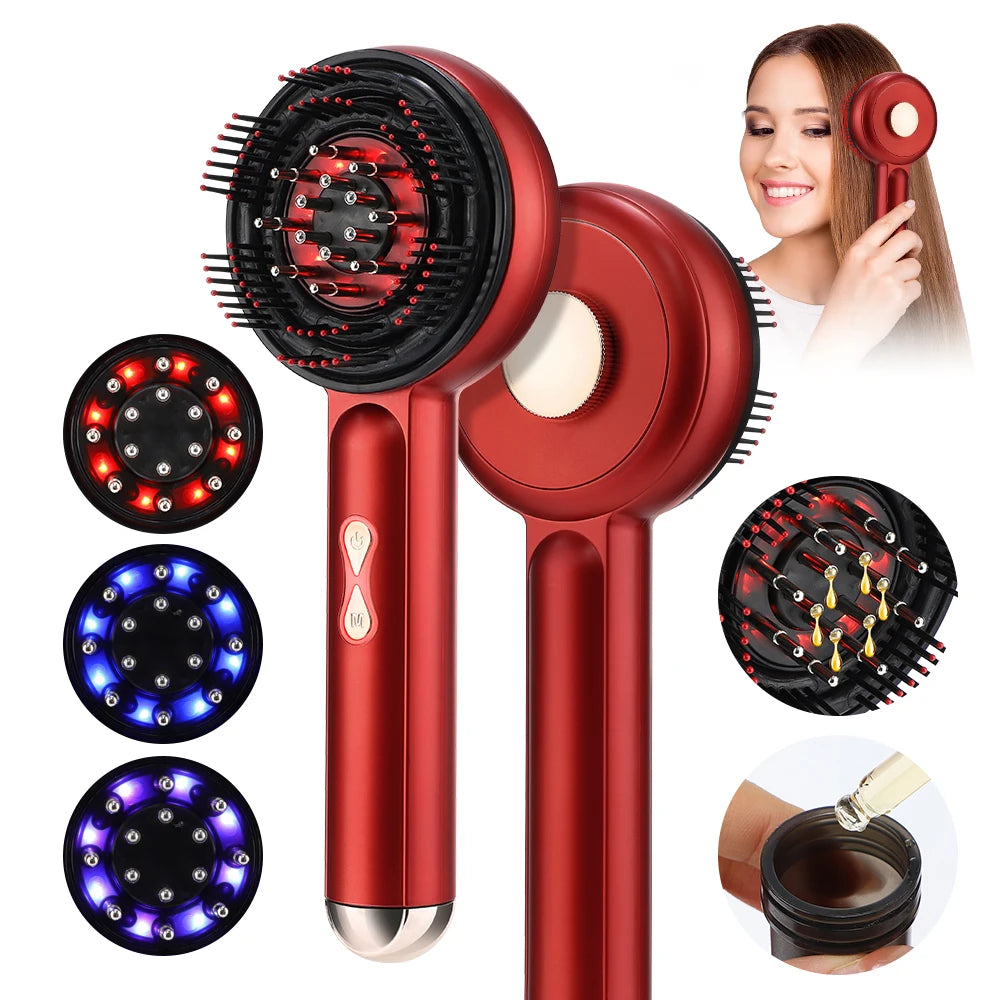 LED Scalp Massage Brush – EMS Hair Growth Comb with Oil Applicator & Light