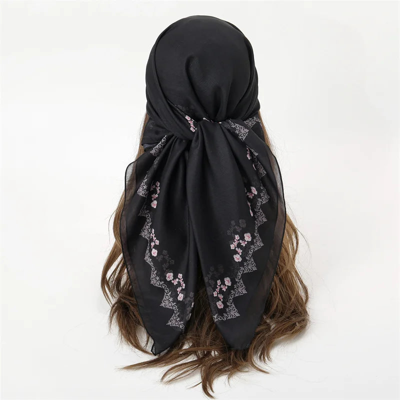 Muslim Square Hijab Scarf – 90x90cm Women’s Head Cover Wrap for Modest Fashion