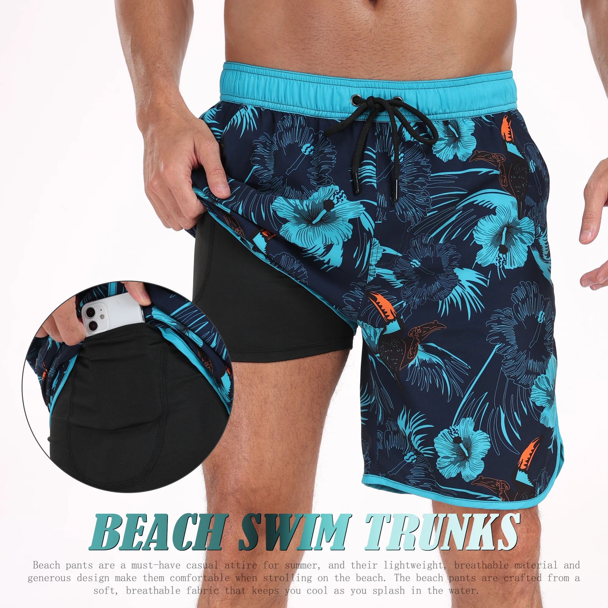 🌴 Men’s Printed Beach Shorts – Vacation Style