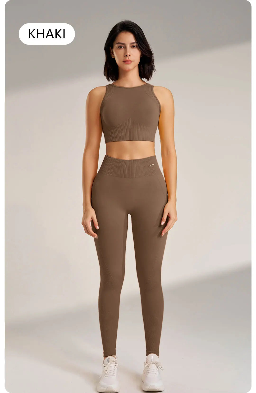 🧵 Seamless Yoga Clothing Set – High Waist Leggings + Fitness Top