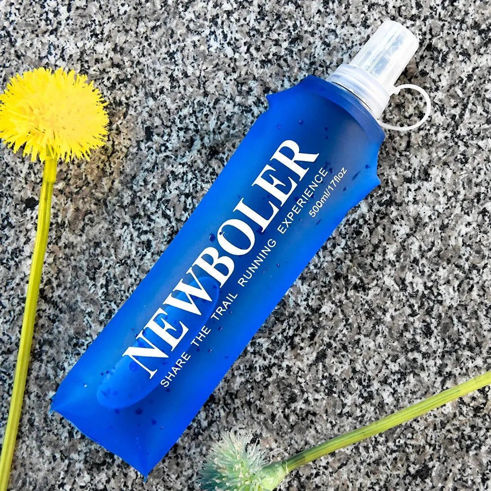 NEWBOLER Collapsible Water Bottle – 250ml/500ml Soft Foldable Running Flask