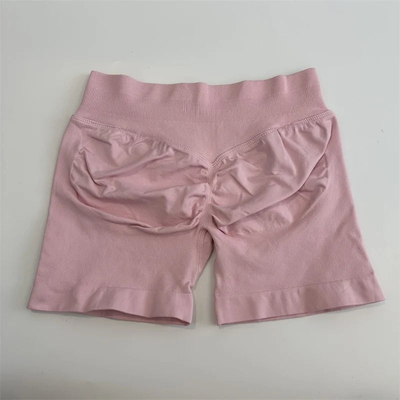 Low-Rise Seamless Scrunch Yoga Shorts – Ribbed Booty Lift Gym Workout Wear