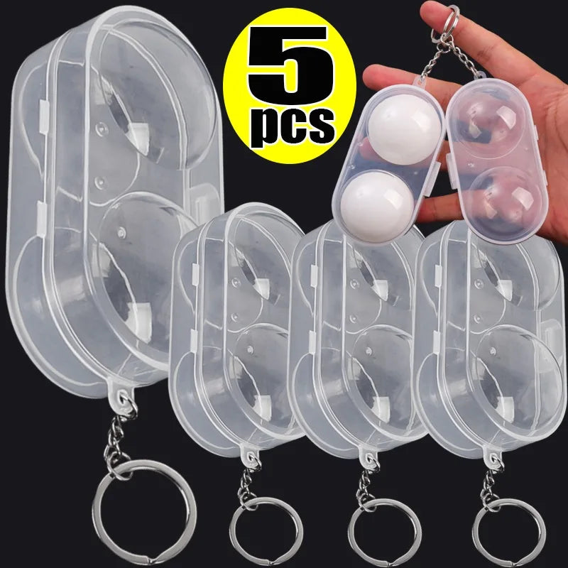1–5pcs Ping Pong Ball Box – Hard Plastic Storage Case with Keychain
