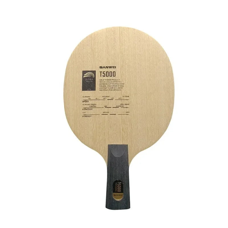SANWEI T5000 Ping Pong Blade – 5 Wood 2 Carbon Offensive Racket