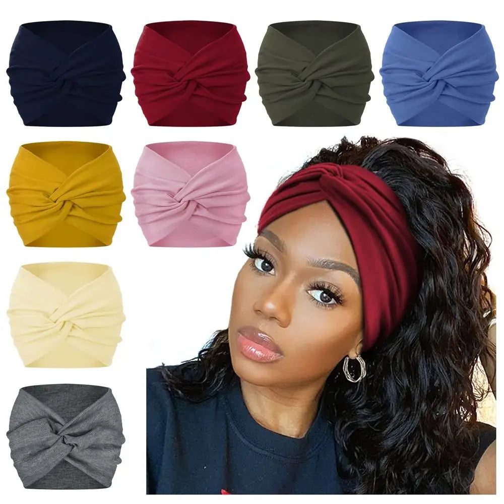 Colorful Wide Workout Headbands – Extra Large Boho Turban Wraps