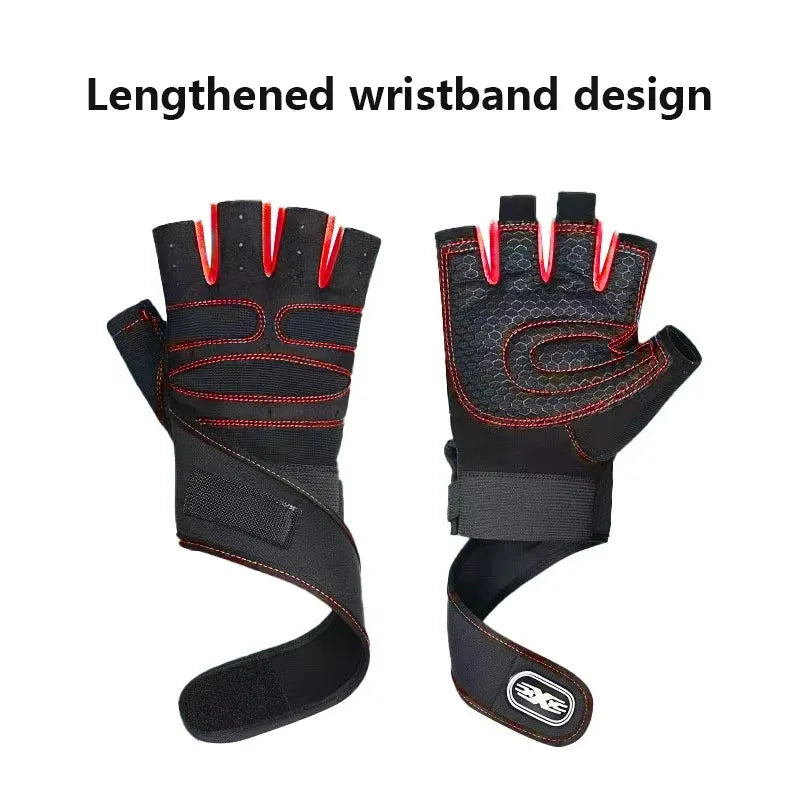 Outdoor Sport Gloves – Long Fingerless Gym & Cycling Gloves with Wrist Guard Support
