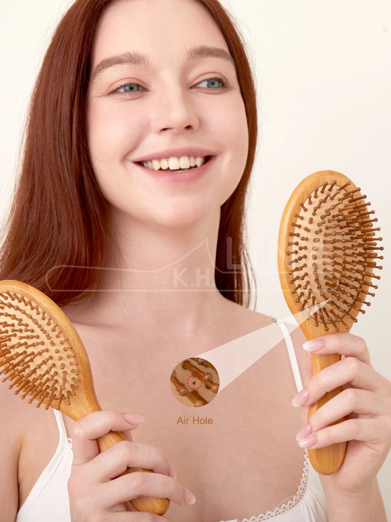 Natural Bamboo Hair Brush – Wooden Anti-Static Detangler & Scalp Massage Comb
