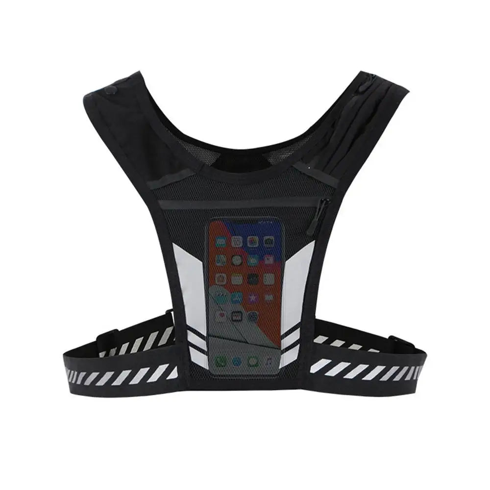 Reflective Running Vest w/ Bottle Holder – Lightweight Hydration Pack for Jogging