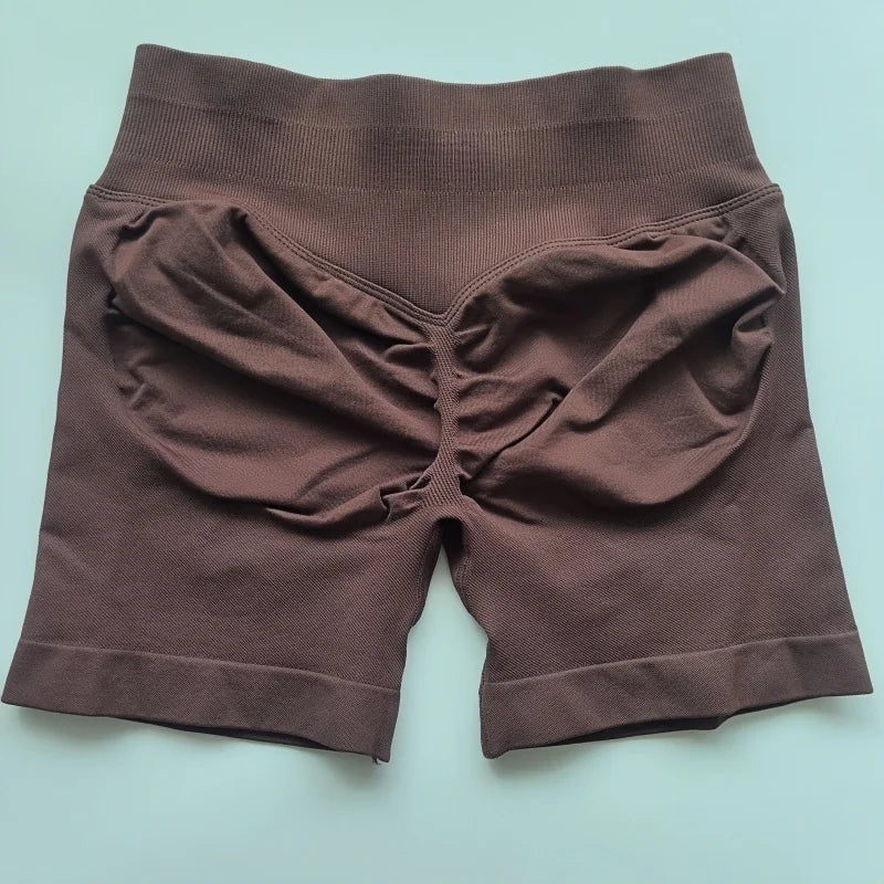 Low-Rise Seamless Scrunch Yoga Shorts – Ribbed Booty Lift Gym Workout Wear