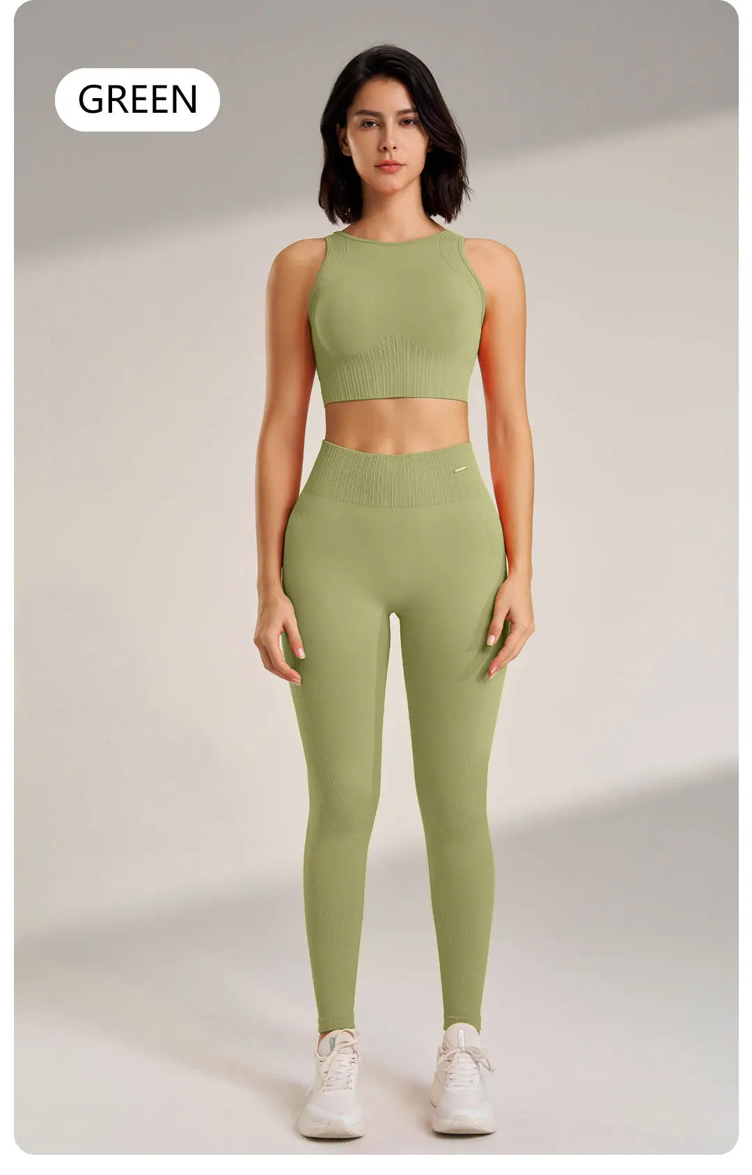 🧵 Seamless Yoga Clothing Set – High Waist Leggings + Fitness Top