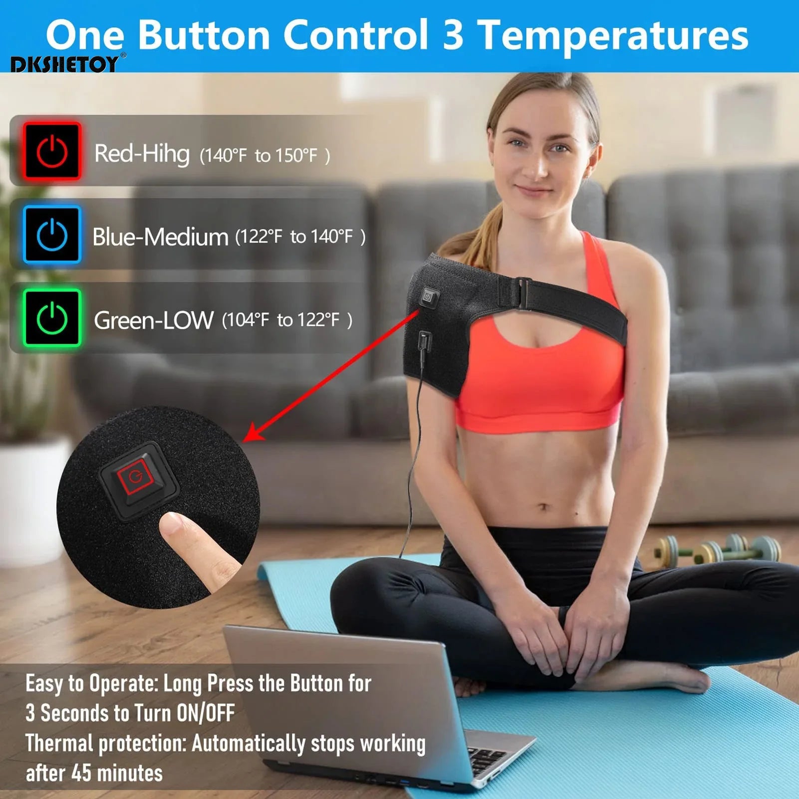 Electric Heated Shoulder Wrap – USB Heat Therapy Pad for Shoulder, Neck, Back & Joint Pain Relief