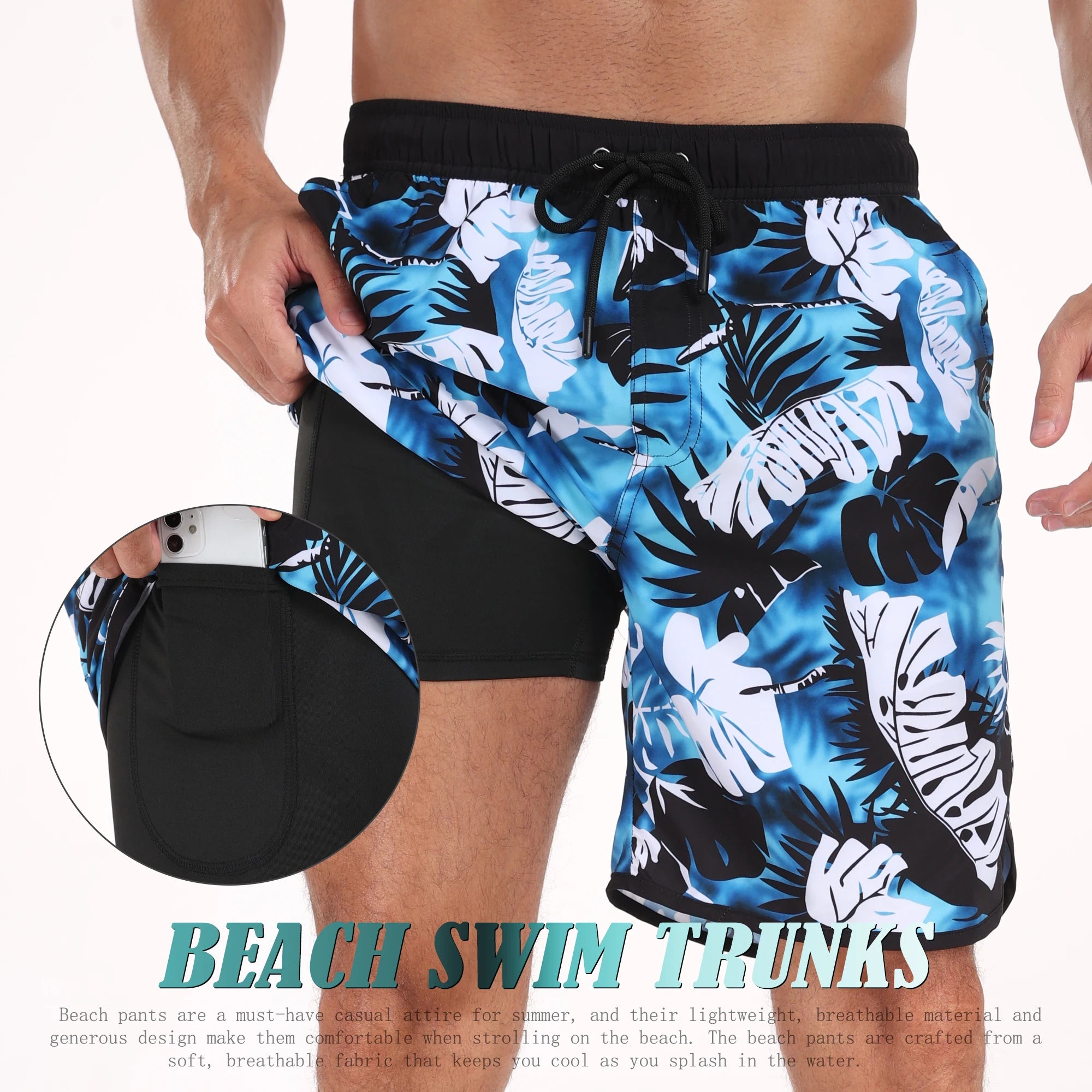 🌴 Men’s Printed Beach Shorts – Vacation Style