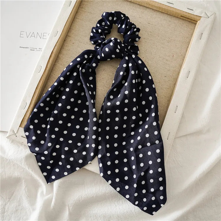 🎀 Leopard Satin Bow Ponytail Scarf – Long Ribbon Hair Tie Scrunchie