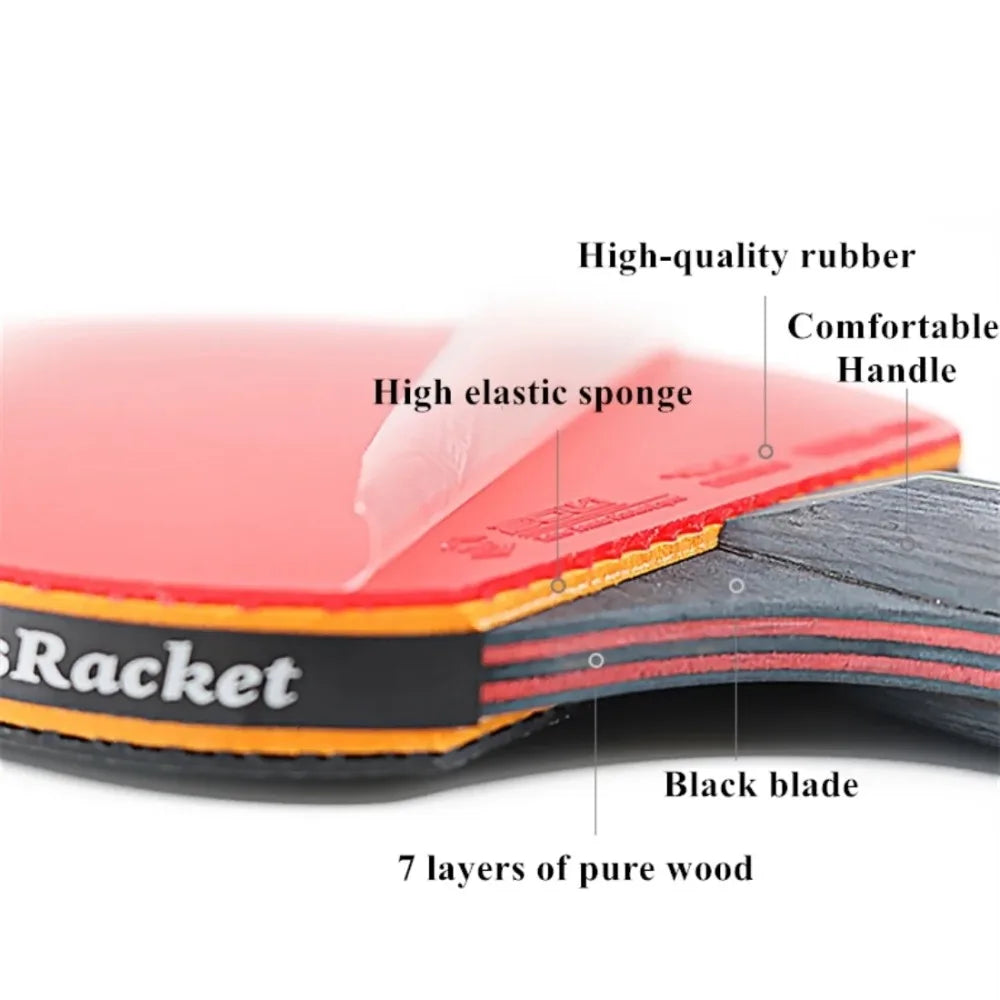 5/6 Star Professional Ping Pong Racket Set – 2 Bats + Bag