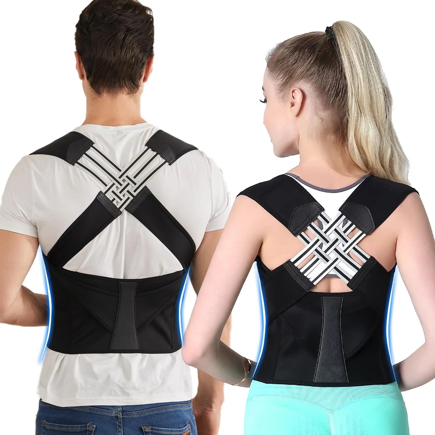 🔙 Full Back Posture Corrector – Shoulder & Lumbar Support for Women & Men