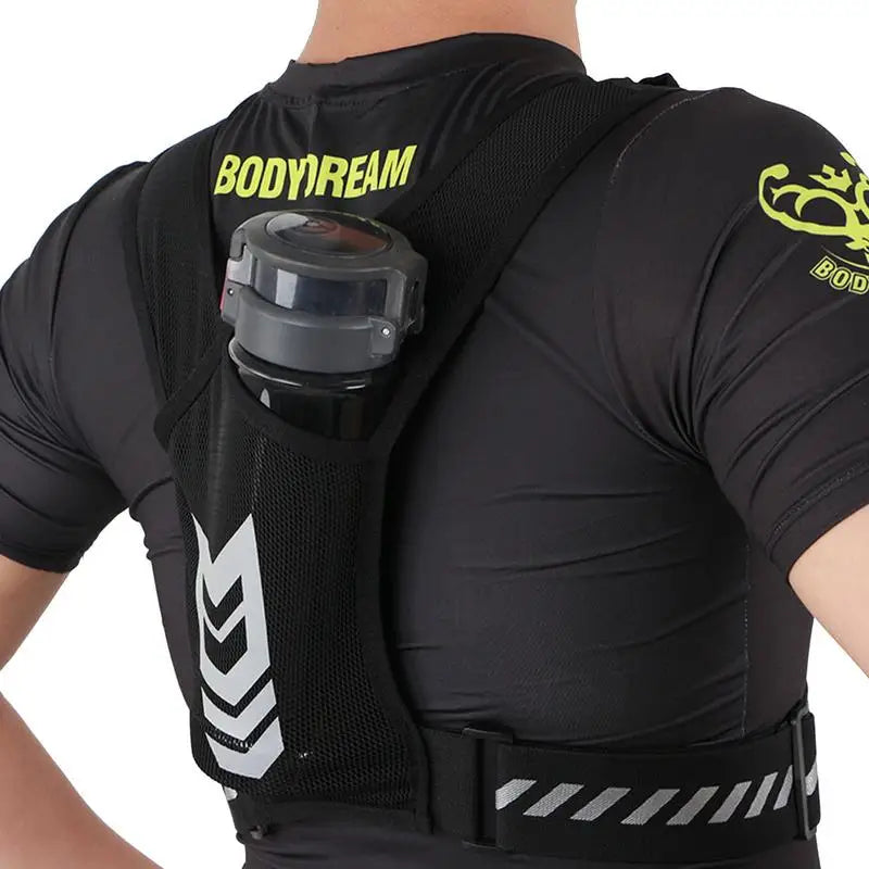 Reflective Running Vest w/ Bottle Holder – Lightweight Hydration Pack for Jogging