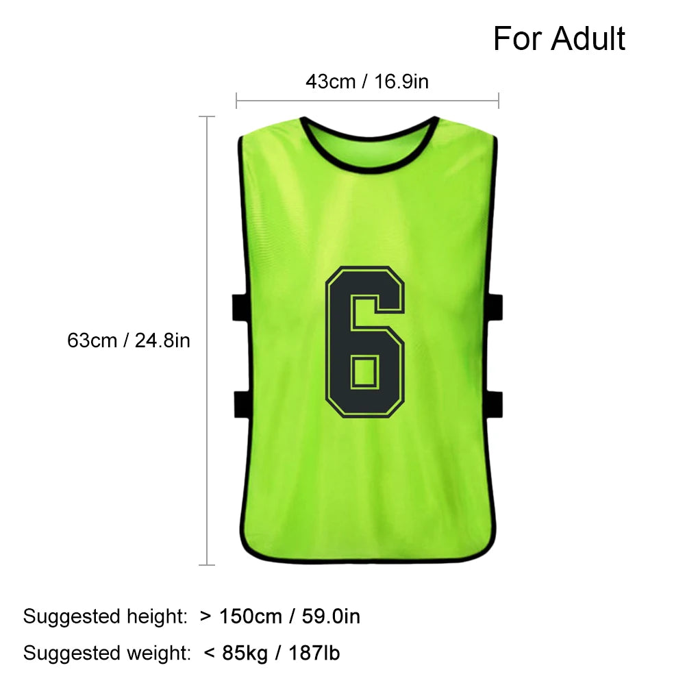 6/12PCS Kids Soccer Pinnies – Quick Dry Youth Sports Jerseys