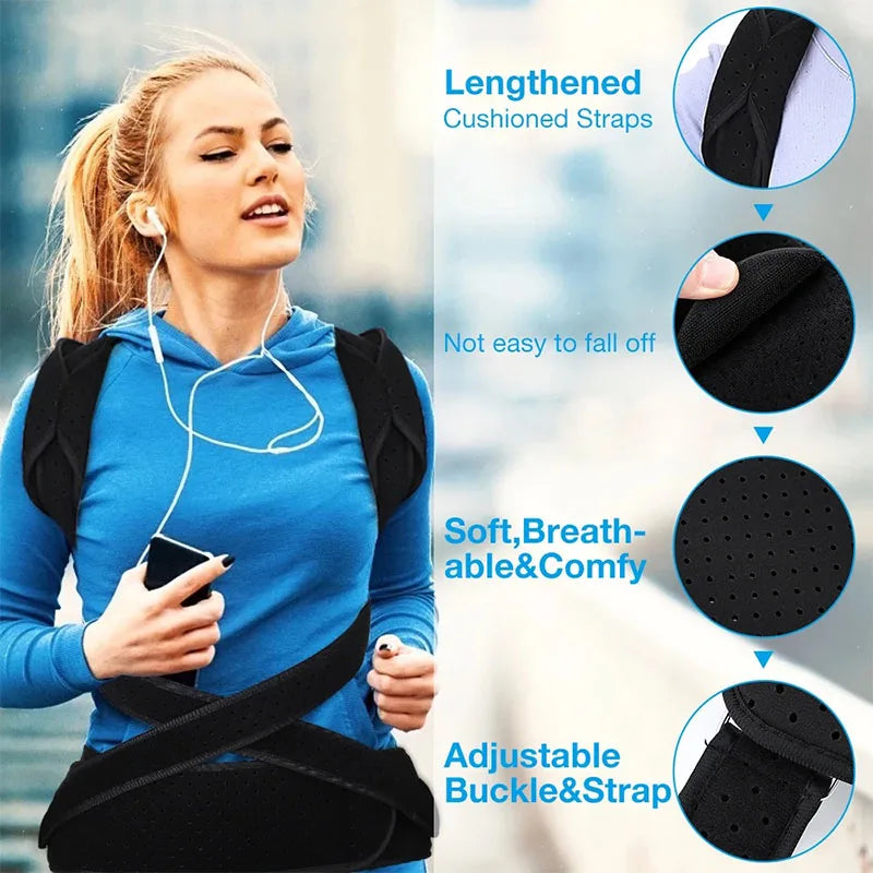 📏 Adjustable Back Brace – Posture Corrector for Women & Men with Spine Straightener