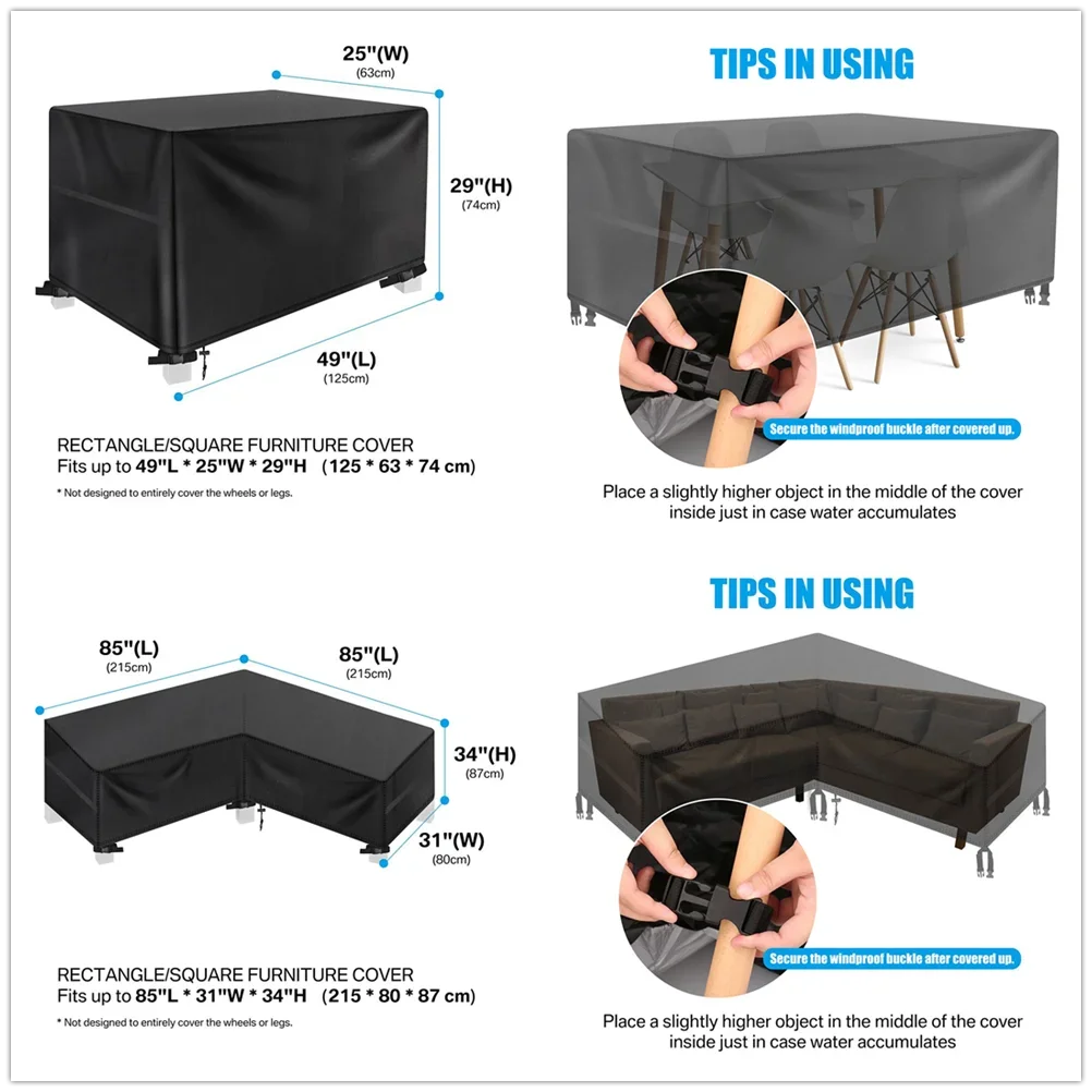 🌦️ Waterproof Garden Furniture Cover – Heavy Duty Windproof 600D Oxford