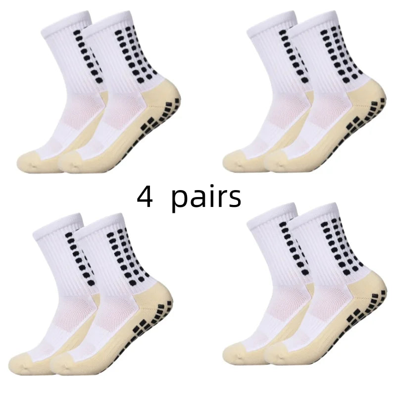 4 Pairs Men’s Soccer Grip Socks – Anti-Slip Football Training & Basketball Sports Socks