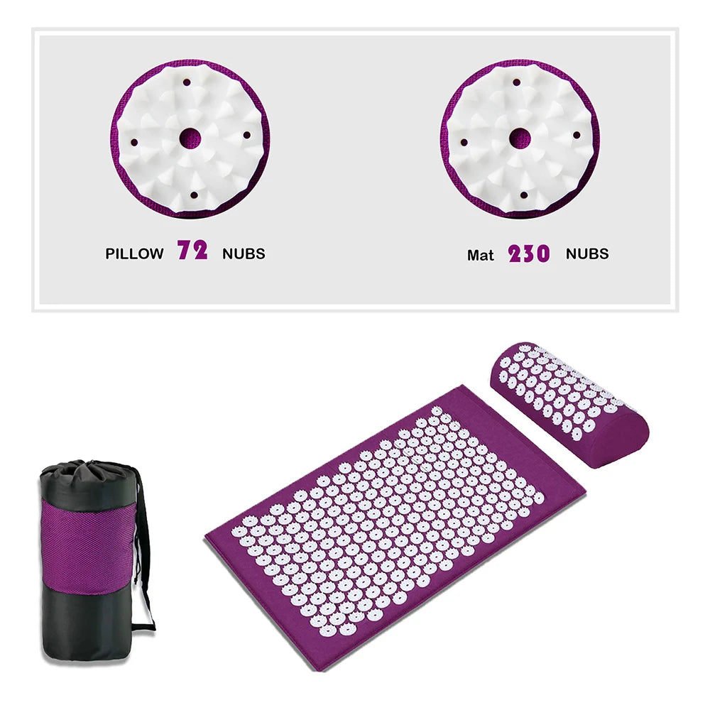 65x40cm Acupressure Mat & Pillow Set – Massage Cushion for Back, Neck & Stress Relief