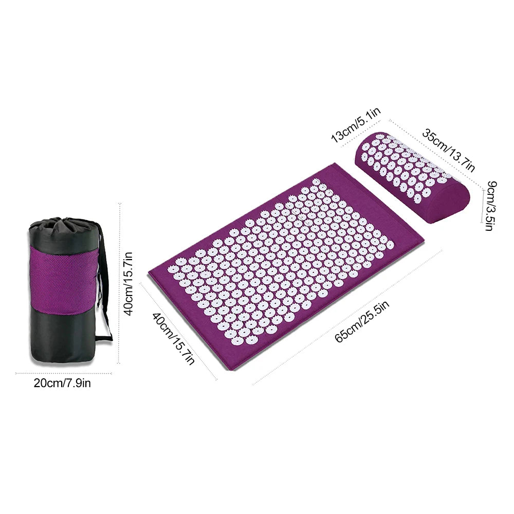 65x40cm Acupressure Mat & Pillow Set – Massage Cushion for Back, Neck & Stress Relief