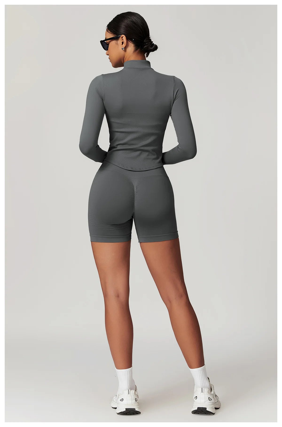 🔥 Women’s Zipper Crop Jacket – Long Sleeve Yoga Sports Top